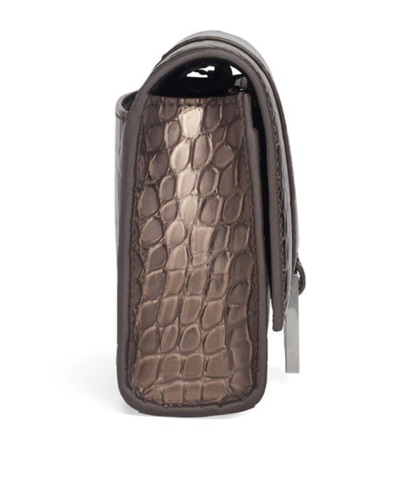 Balenciaga o1mt1gz0724 Size: OS / Metallized Crocodile Embossed Brown Size ONE SIZE - 3 Thumbnail