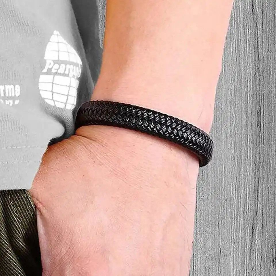 Other Black PU Leather Magnetic Bracelet Men's Size ONE SIZE - 2 Thumbnail