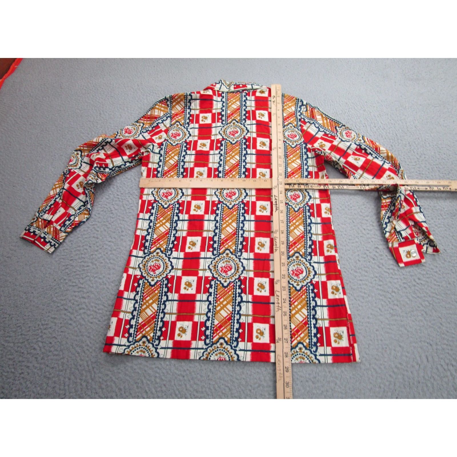 Vintage VINTAGE Style Craft Shirt Women 70s Button-Up Plaid Floral Red Blue 12 Adult Women Size XL / US 12-14 / IT 48-50 - 7 Thumbnail