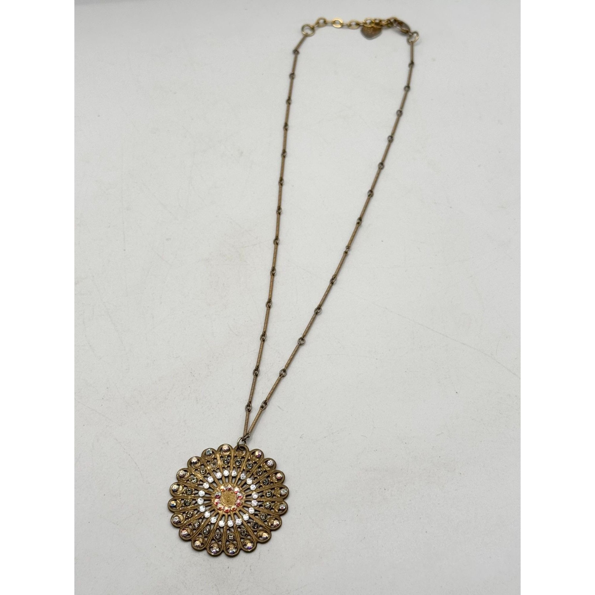 Vintage Vintage Yoni Z Filigree Rhinestone Pendant Necklace Size ONE SIZE - 4 Thumbnail