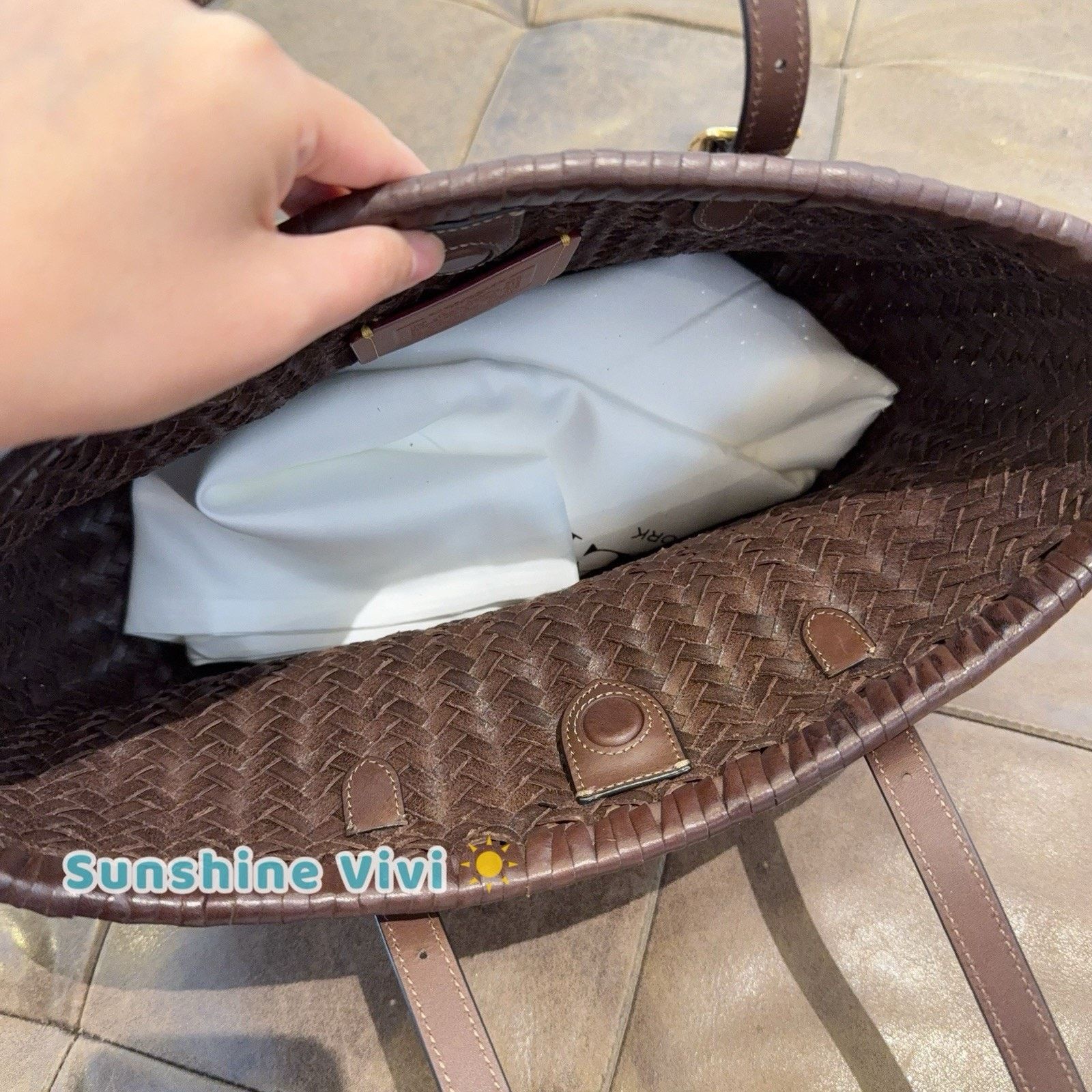Coach NWT Coach Woven Leather Swing Tote Carryall Bag CBF83 Maple Size ONE SIZE - 6 Thumbnail