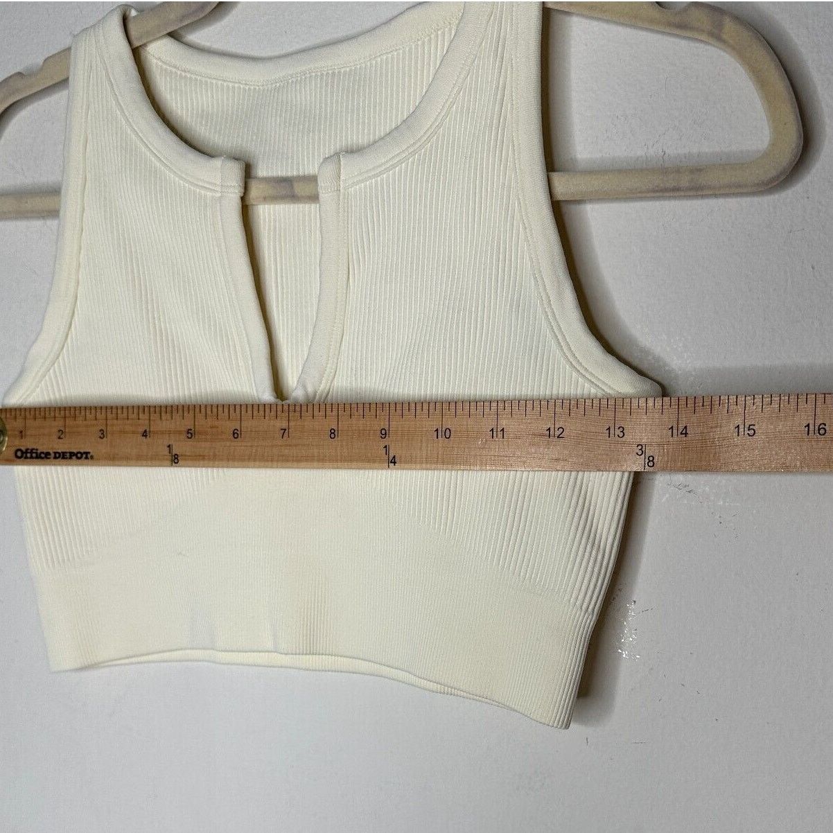 Other Cream Rib Knit Cut Front V Soft Sports Bra No Inserts Medium Size ONE SIZE - 6 Thumbnail