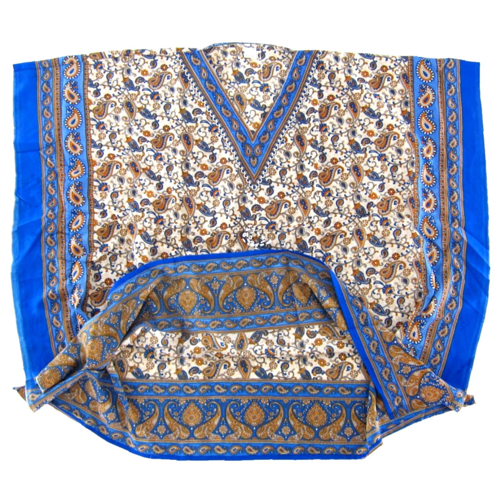 Vintage VTG MAAZEE India Blue Floral Midi Kaftan Muumuu Dress L-XL Shirt Dress Womens Size L / US 10 / IT 46 - 5 Thumbnail