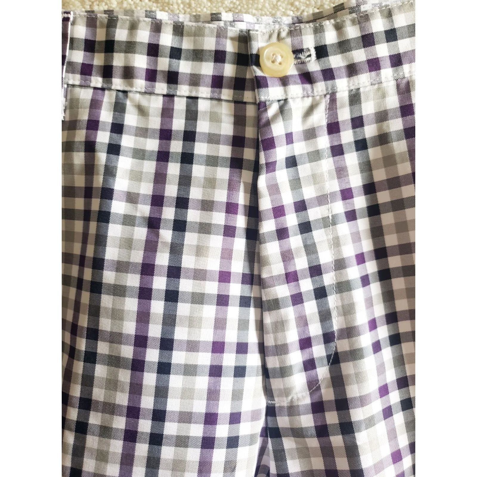 Izod VINTAGE? No — Izod Golf Performx Pants 32x30 Purple Gray Black White Check Pattern Stretch Mens Regular Straight Front Pocket Wide? Size US 32 / EU 48 - 5 Thumbnail