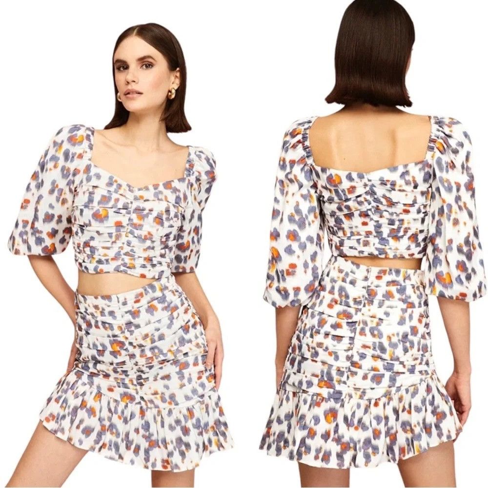 NOCTURNE NOCTURNE LEOPARD PATTERN RUCHED CROPPED TOP BLOUSE Size XS / US 0-2 / IT 36-38 - 1 Thumbnail