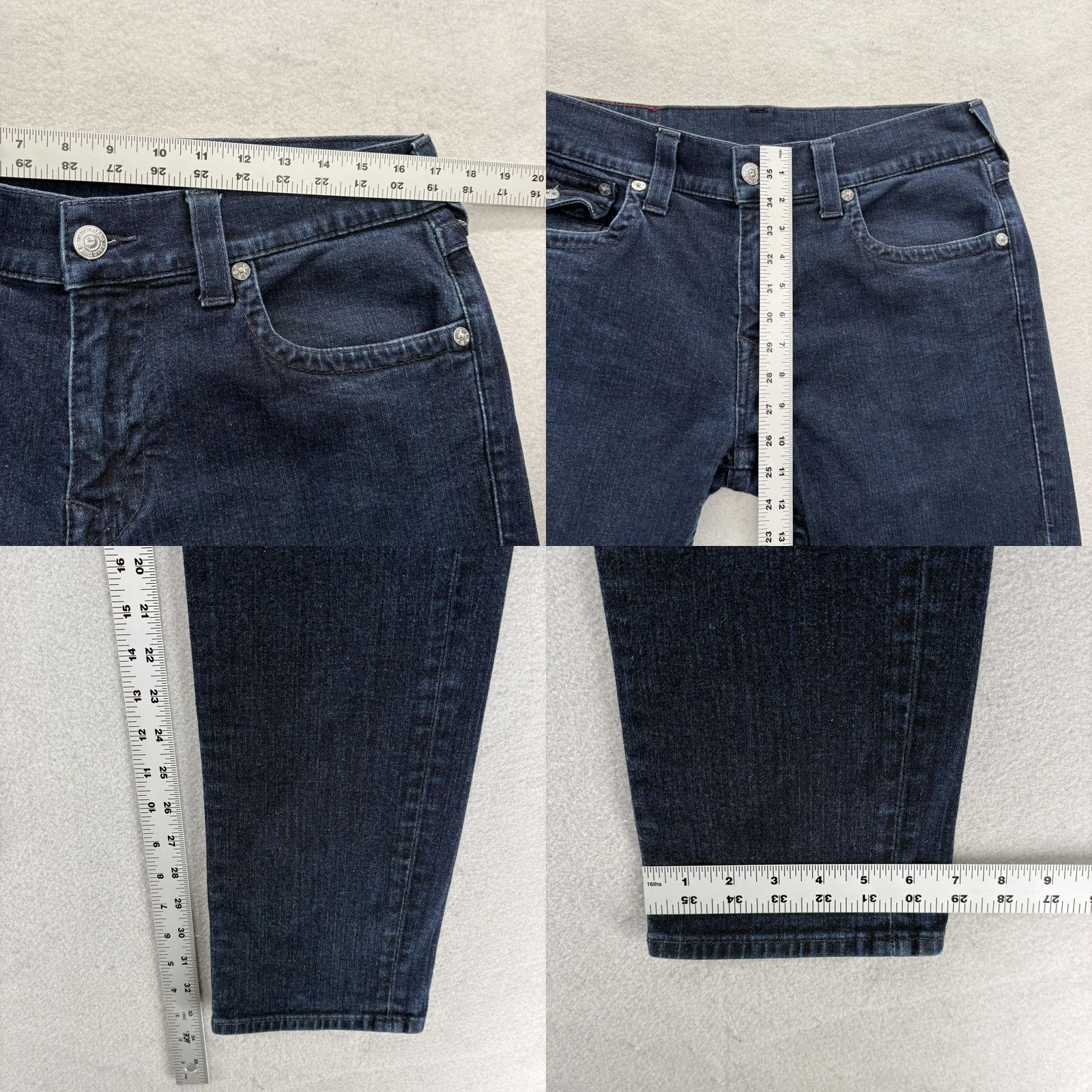True Religion True Religion Rocco Jeans Mens 33x34 Blue Rinse Slim Stretch Denim Flap Logo Pockets Zip Casual Vintage: No Size US 33 - 8 Thumbnail