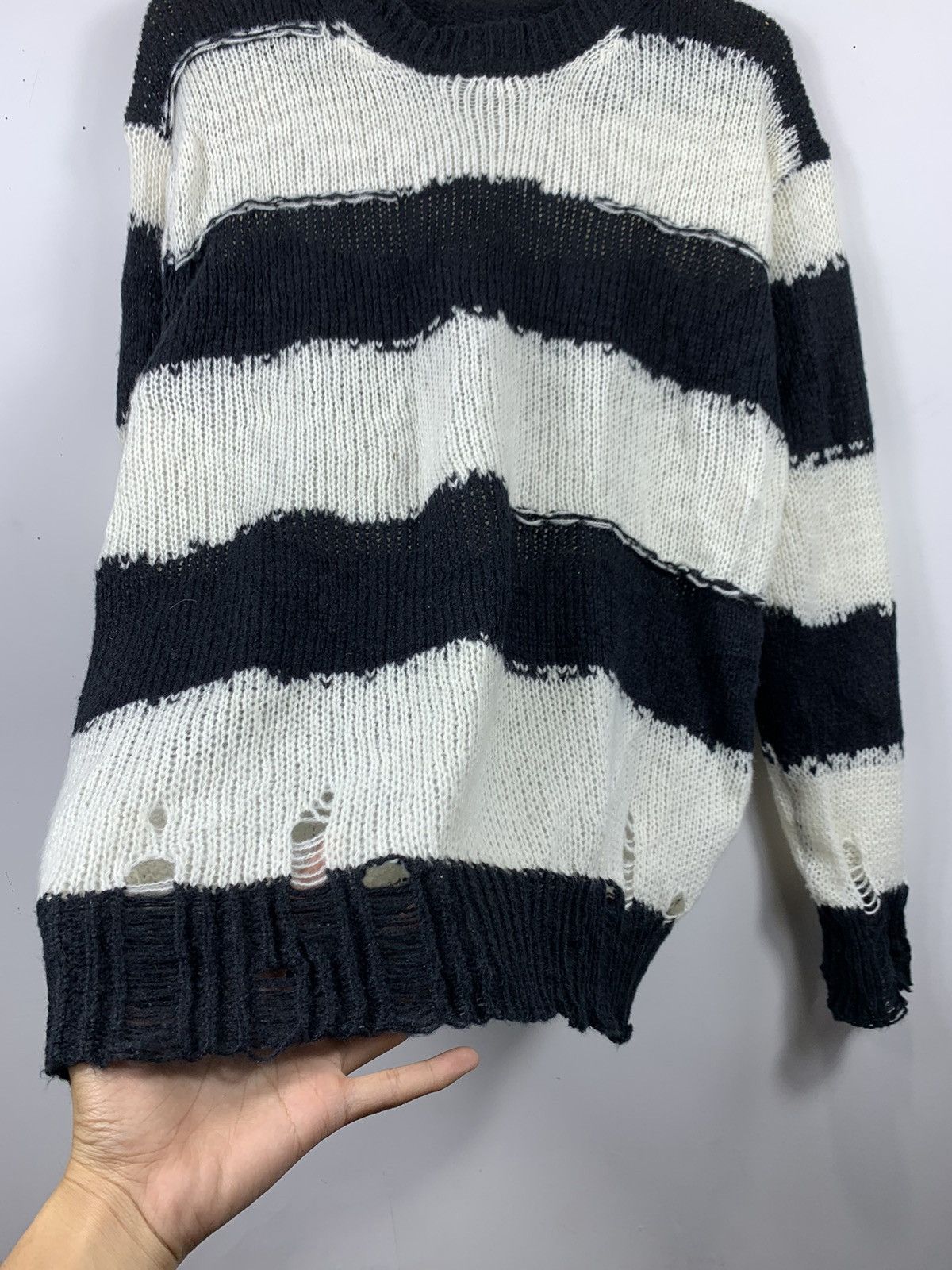 Issey Miyake Distressed Stripe Knit Unknown Number Nine Style Kurtcobain Size US M / EU 48-50 / 2 - 2 Thumbnail