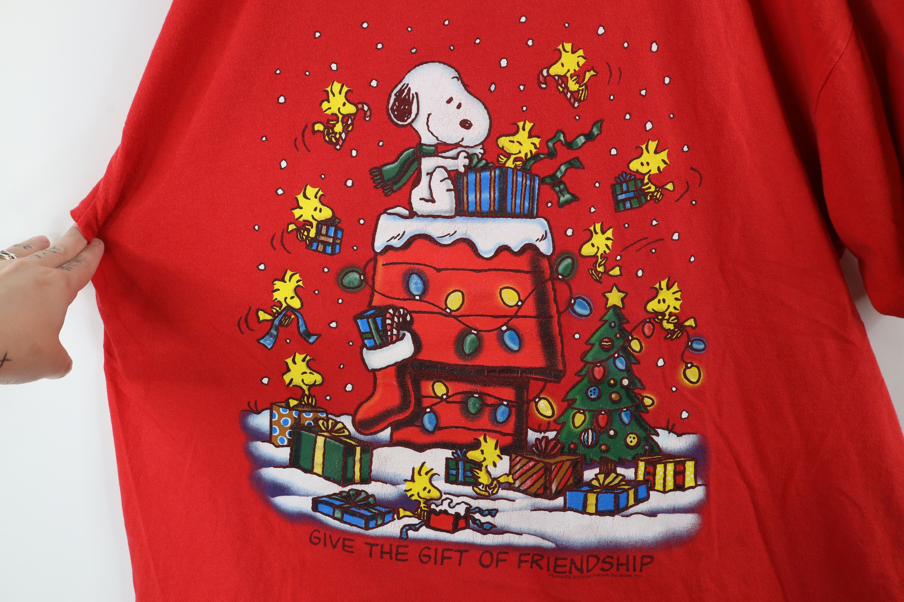 Vintage Vintage Peanuts Woodstock Christmas T-Shirt Red Cotton Size US XL / EU 56 / 4 - 4 Thumbnail