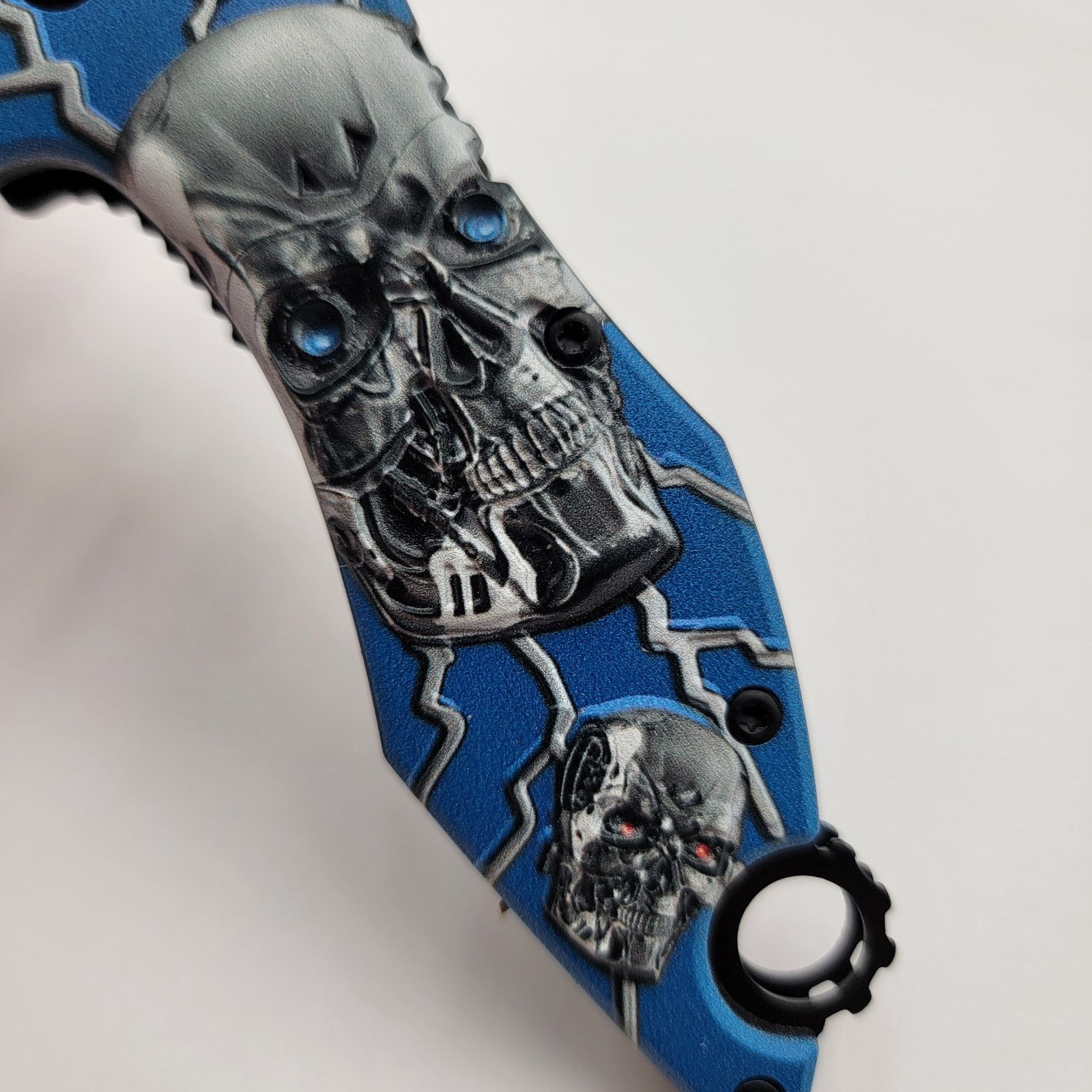 Voodoo Tactical Limited Edition Blue /w Skulls Folding Tactical Pocket Knife Size ONE SIZE - 4 Thumbnail