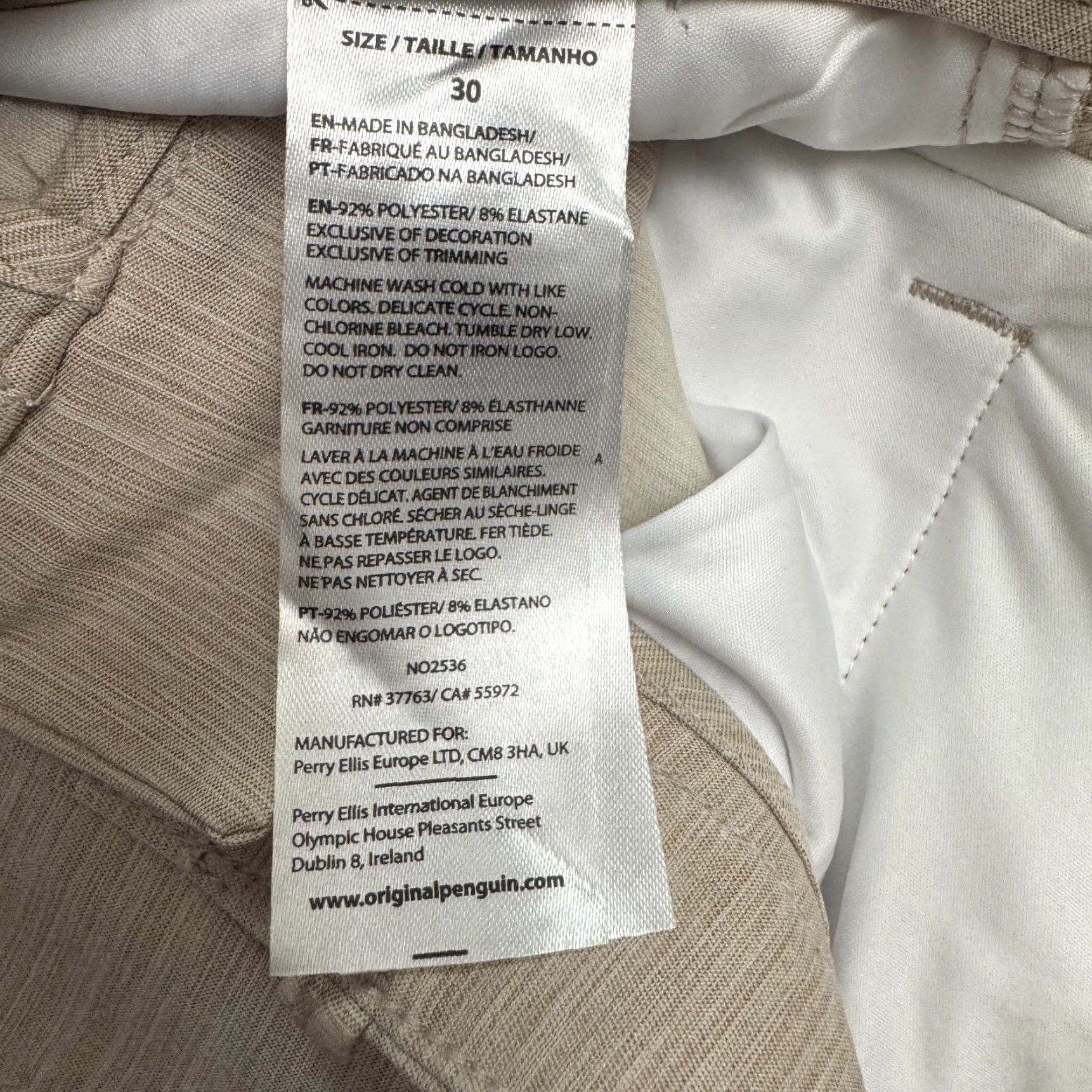 Original Penguin Original Penguin Performance Golf Chino Shorts Mens 30 Beige Flat Front Stretch Size US 30 / EU 46 - 7 Thumbnail