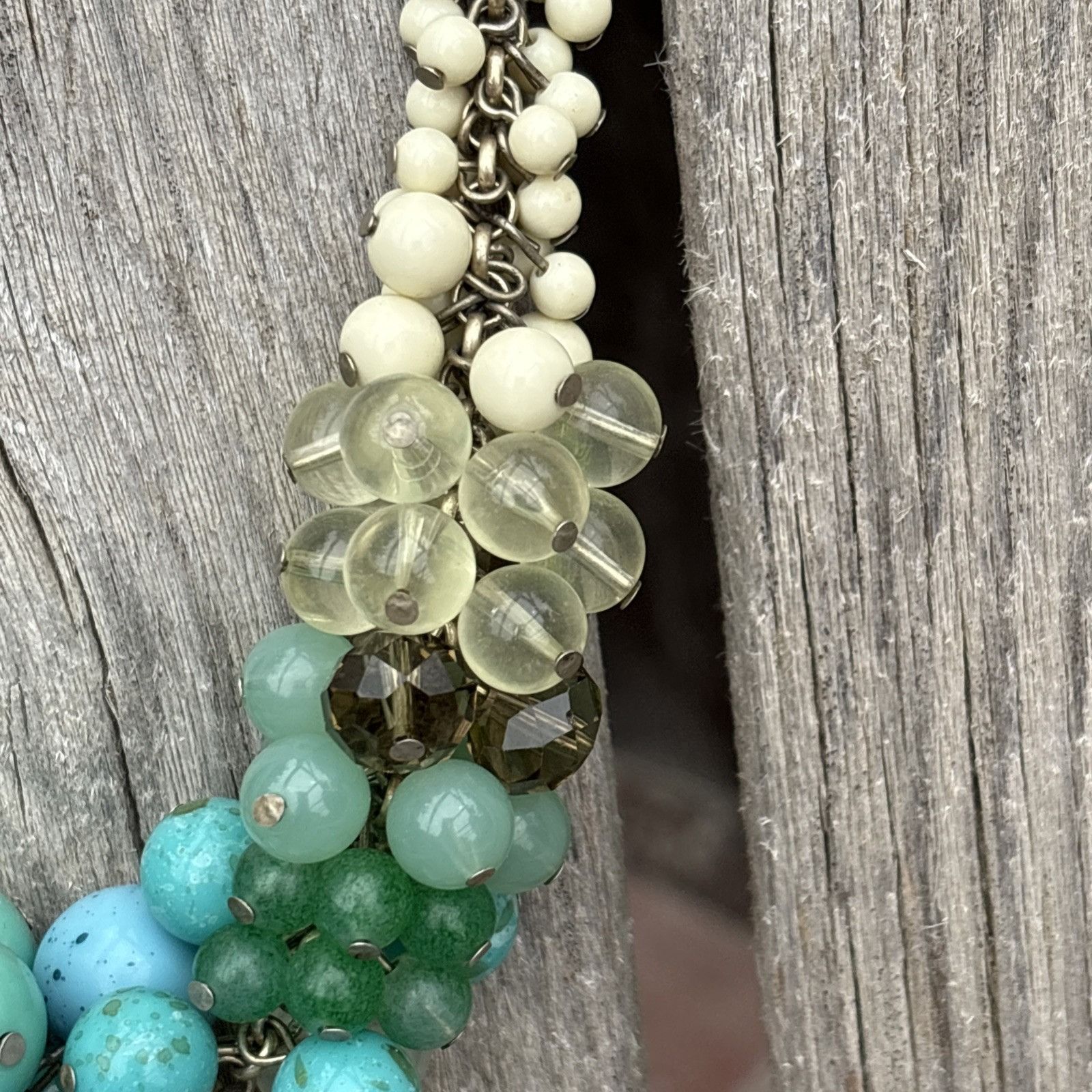 Vintage Lia Sophia Chunky Statement Necklace Faux Turquoise Jade Pea Size ONE SIZE - 5 Thumbnail