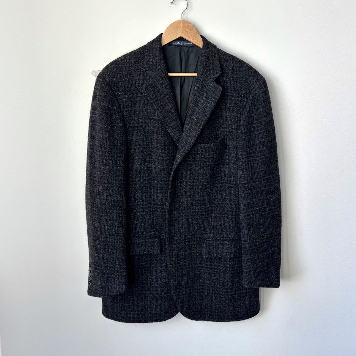 Polo Ralph Lauren Cashmere Wool Blend Windowpane Blazer Corneliani Charcoal Size 42L - 10 Thumbnail