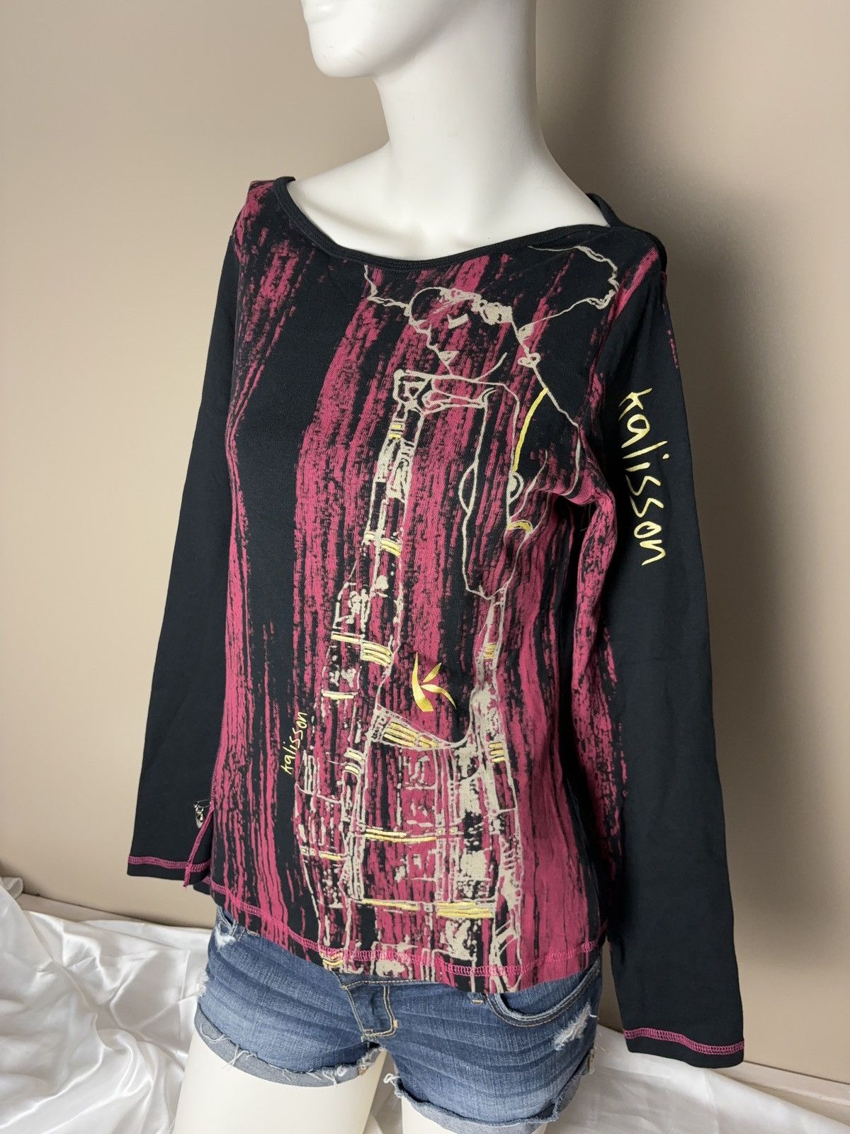 Vintage Printed Woman Avant garde Art Vintage Long sleeve top Size L / US 10 / IT 46 - 3 Thumbnail
