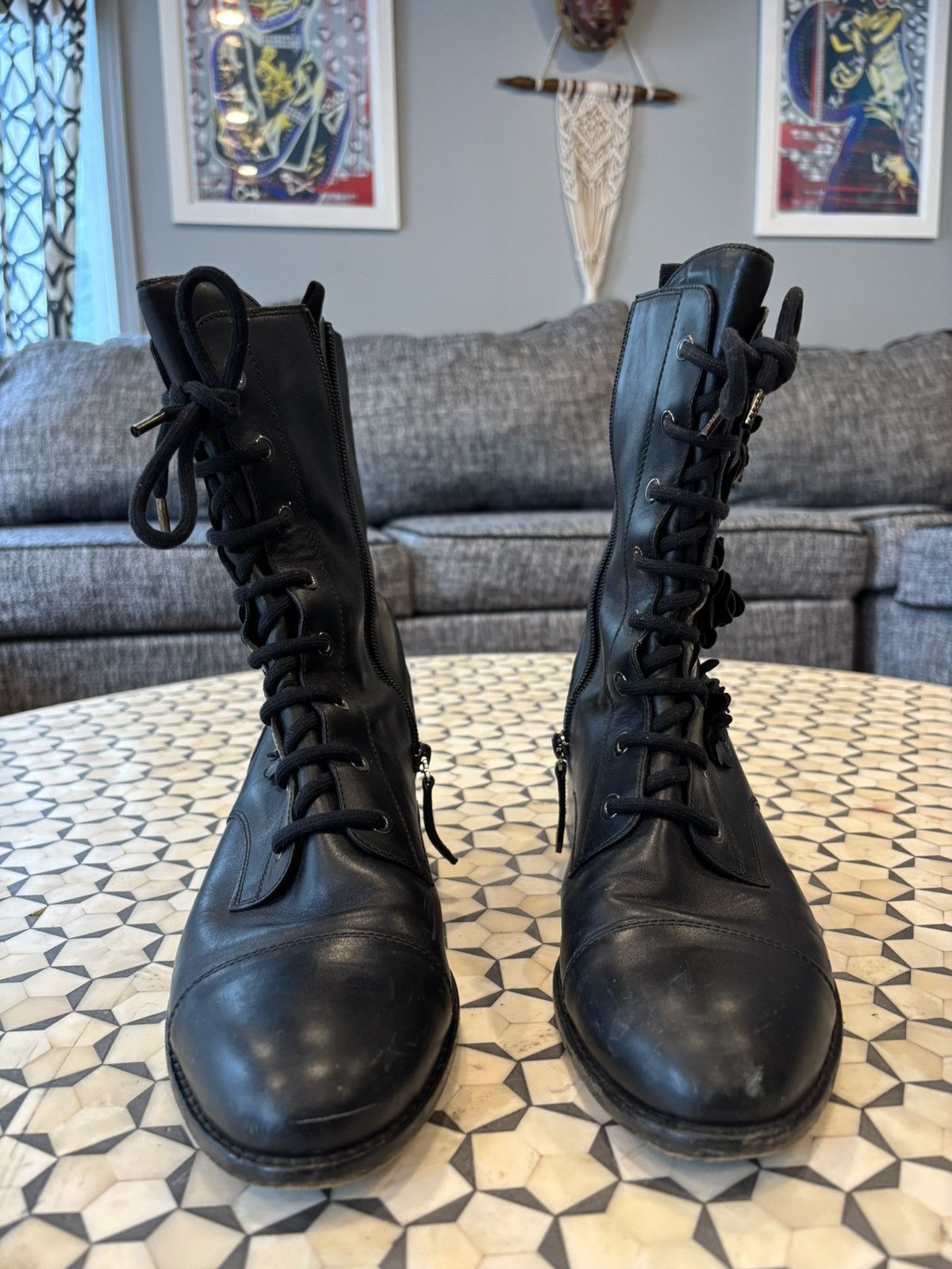 Valentino VALENTINO GARAVANI Flower Combat Boot Size US 8.5 / IT 38.5 - 2 Thumbnail