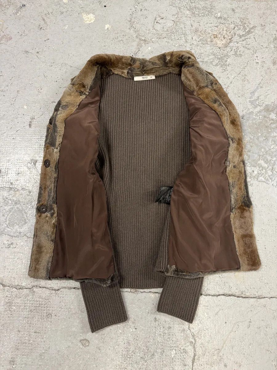 Prada 2000s Prada Blazer Dyed Fur & Brown Wool Front Jacket Size US XS / EU 42 / 0 - 6 Thumbnail