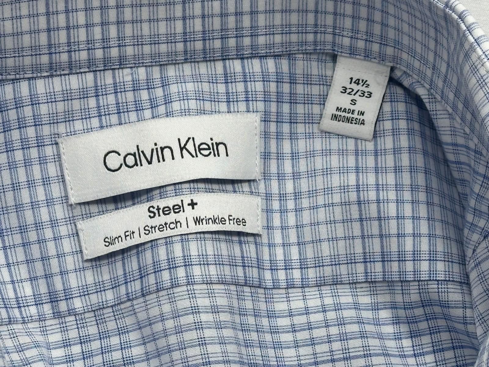 Calvin Klein Calvin Klein Blue Checked Slim Fit Stretch Button Down S Size US S / EU 44-46 / 1 - 3 Thumbnail