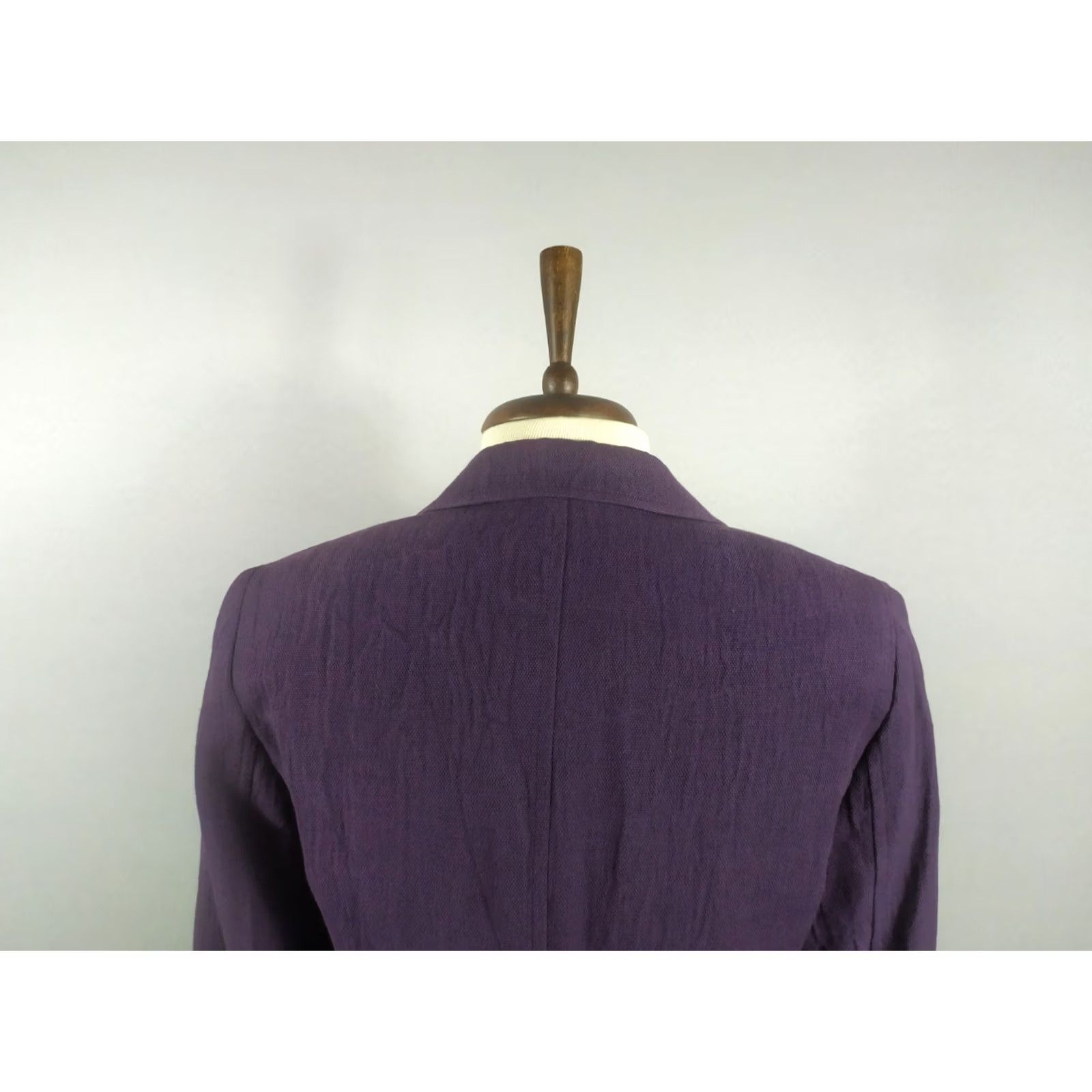 Kenzo KENZO Blazer Jacket Women's 40 Cotton Linen Purple Solid Classic Mid-Length Long Sleeve Button Jacket Size S / US 4 / IT 40 - 6 Thumbnail
