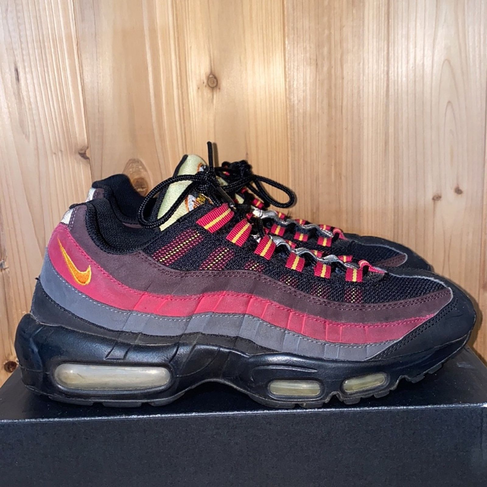 Nike 2014 Nike air max 95 Black Tuscan Rust Laser Orange Size US 9.5 / EU 42-43 - 2 Thumbnail