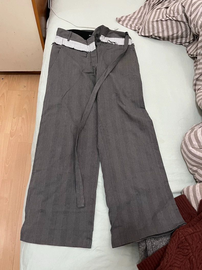 Ann Demeulemeester Stylish Striped Wide-Leg Pants for Modern Fashion- DMC Size US 26 / EU 42 - 1 Thumbnail