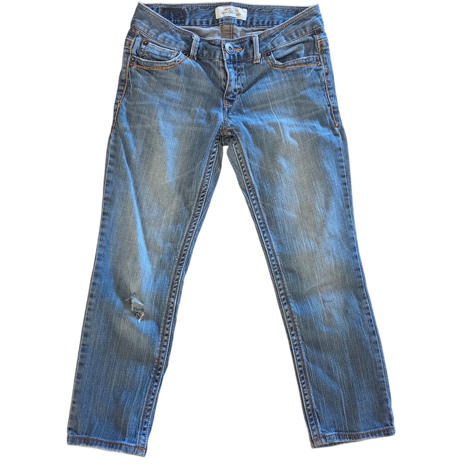 Aeropostale Aeropostale Acid Wash Distressed Boyfriend Jeans - Size 3/4 Size 25" / US 0 / IT 36 - 1 Thumbnail