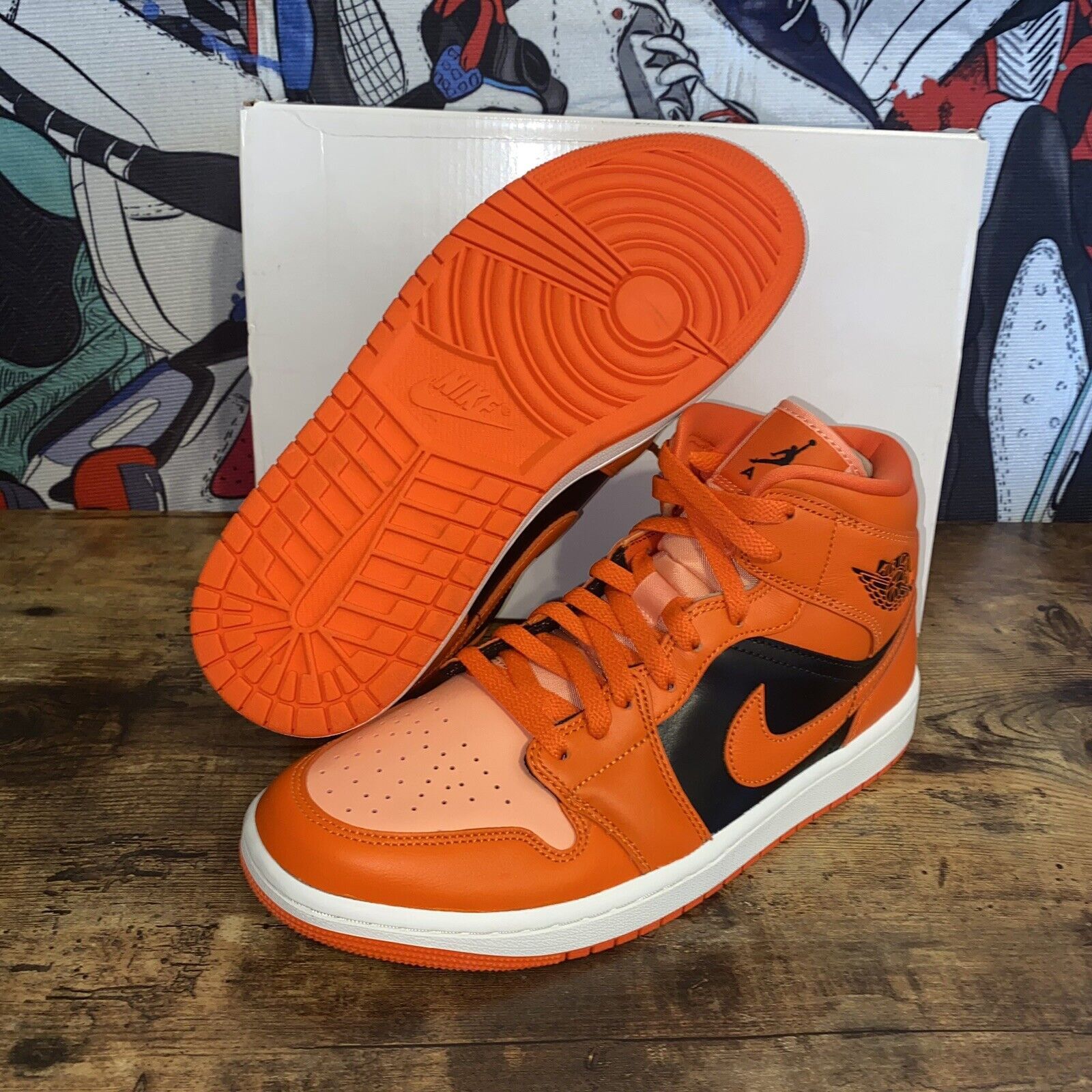 image of Size 10 - Jordan 1 Mid Rush Orange Crimson Bliss Shoes in Rust Orange, Women's