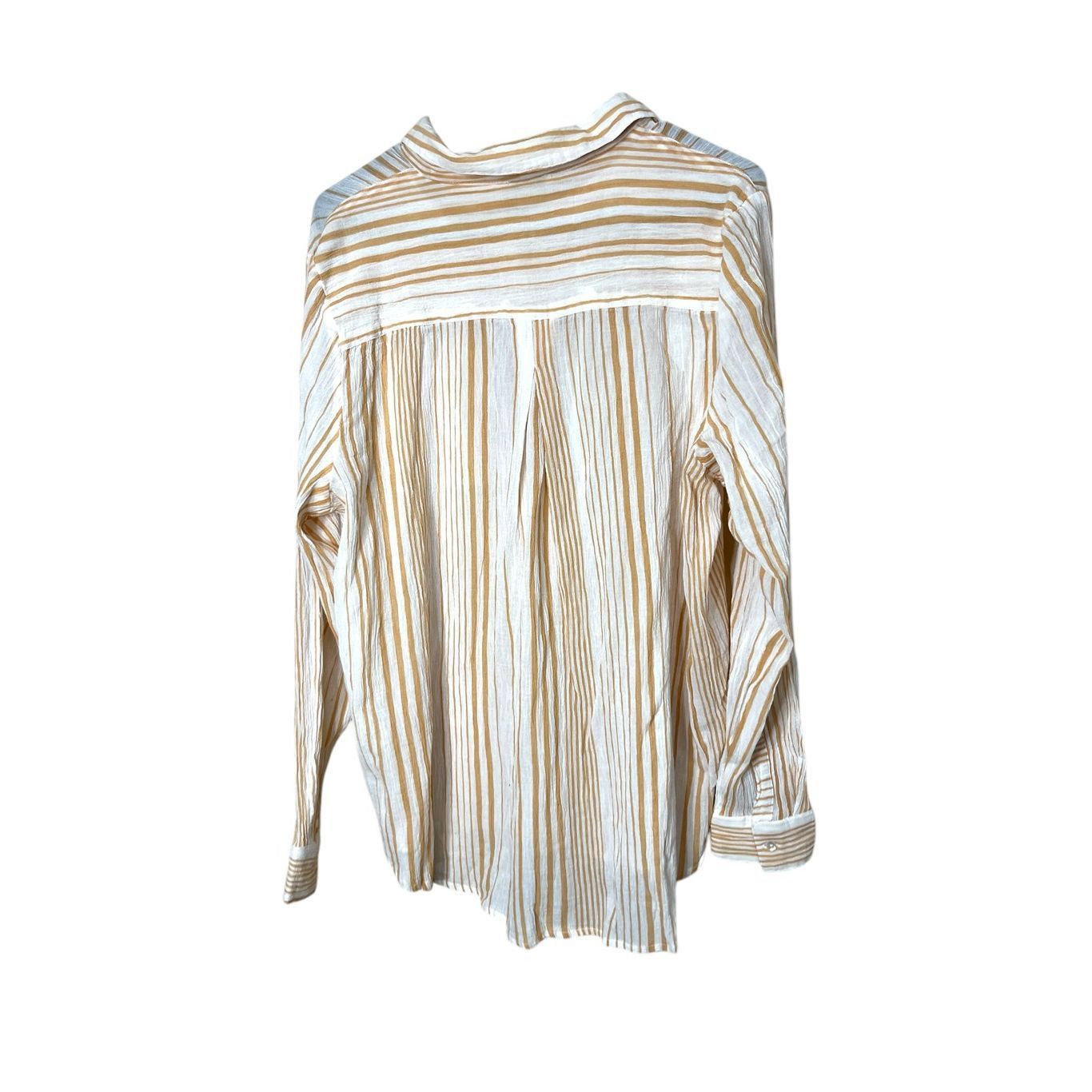 Other Sundance White Orange Striped Button Down Lightweight Gauzy Size XL / US 12-14 / IT 48-50 - 9 Thumbnail