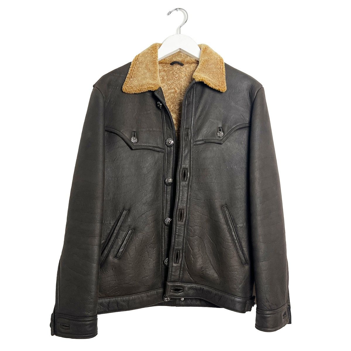 Chrome Hearts Brown Shearling Leather Flight Jacket Size US S / EU 44-46 / 1 - 2 Thumbnail
