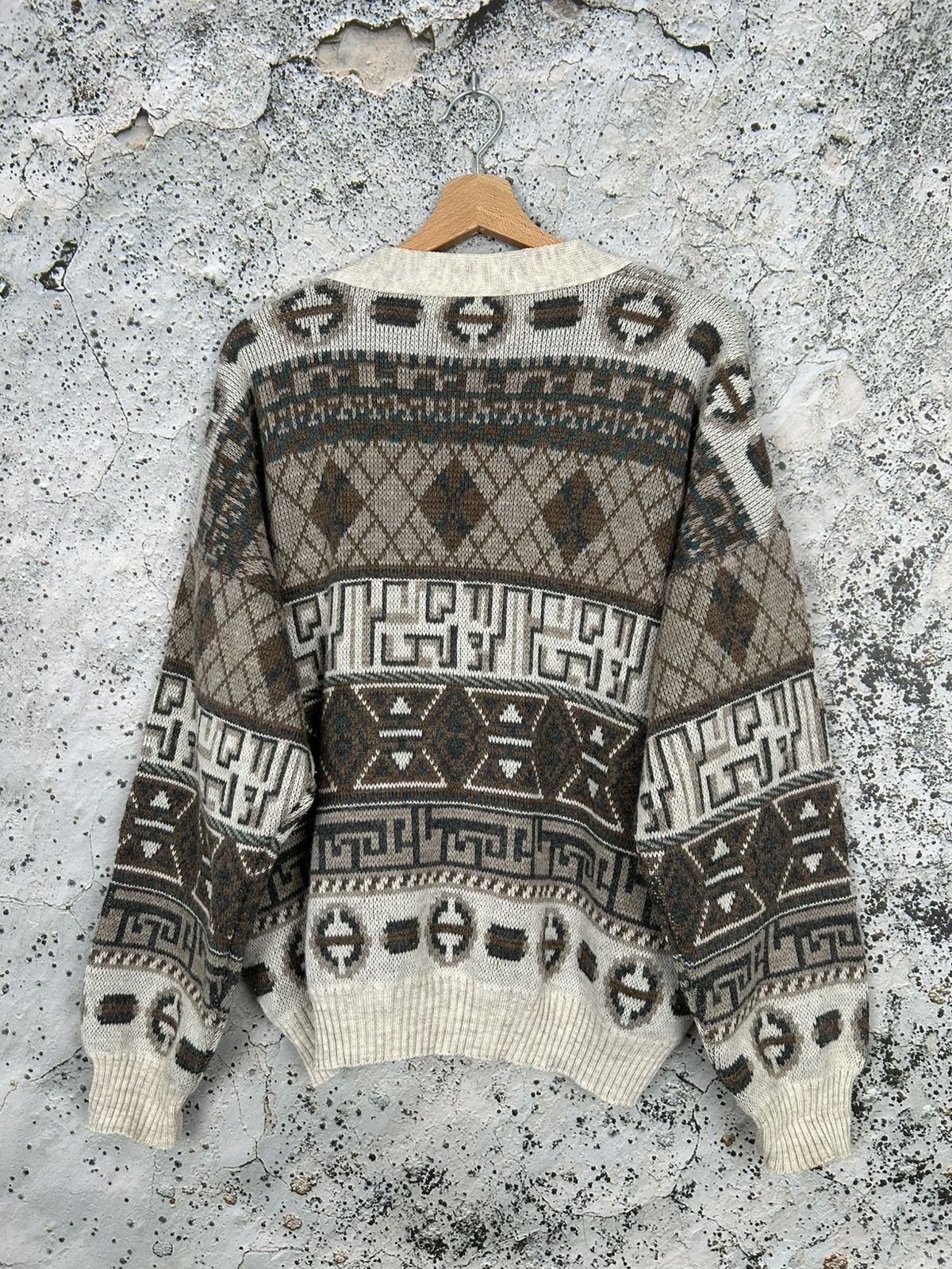 Vintage Vintage Brown Avant Garde Cardigan 90s Grunge Boxy Fit Size US L / EU 52-54 / 3 - 4 Thumbnail