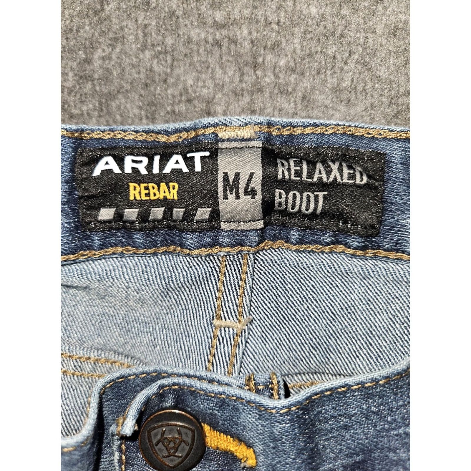 Ariat Ariat Rebar M4 Relaxed Boot Jeans Mens 38x34 Medium Blue Denim Stretch Bootcut 5-Pocket Logo Pocket Size US 38 / EU 54 - 2 Thumbnail