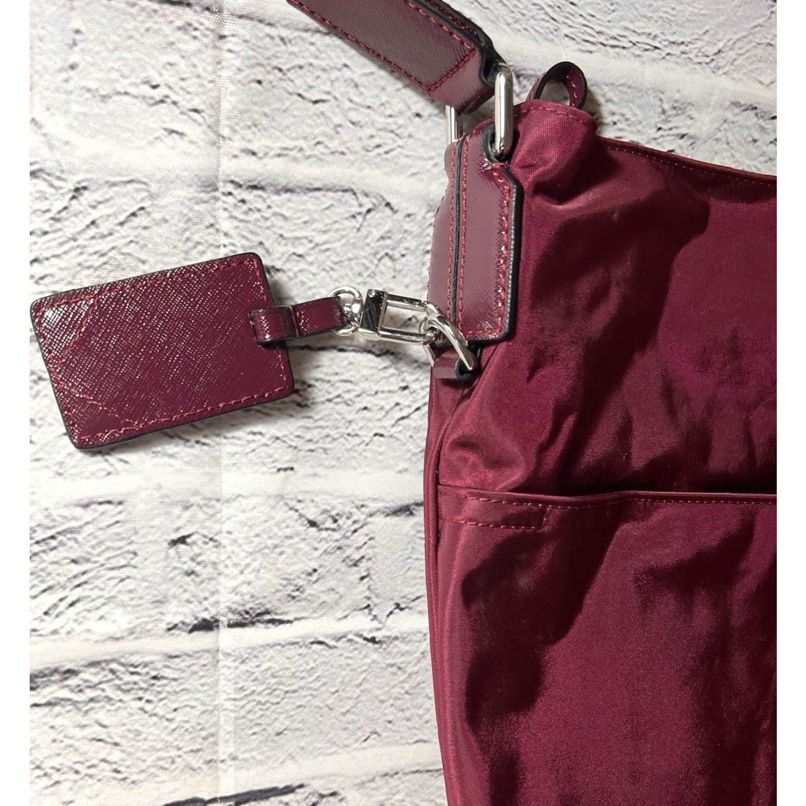 Tumi TUMI Crossbody Bag Cranberry Wine Berry Dark Berry Leather Nylon Zip Crossbody Strap Womens 21” Size ONE SIZE - 7 Thumbnail