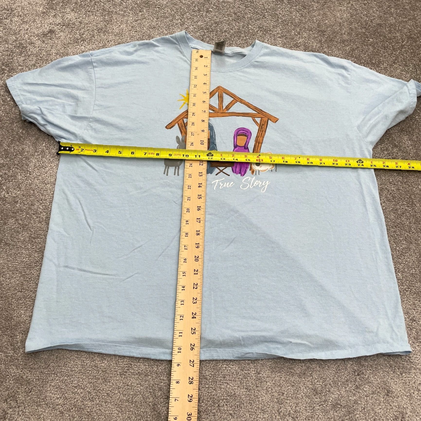 Gildan GILDAN Graphic T-Shirt Unisex Adult 2XL Gray Casual Crew Neck Short Sleeve Christmas Nativity Size XXL / US 16-18 / IT 52-54 - 6 Thumbnail