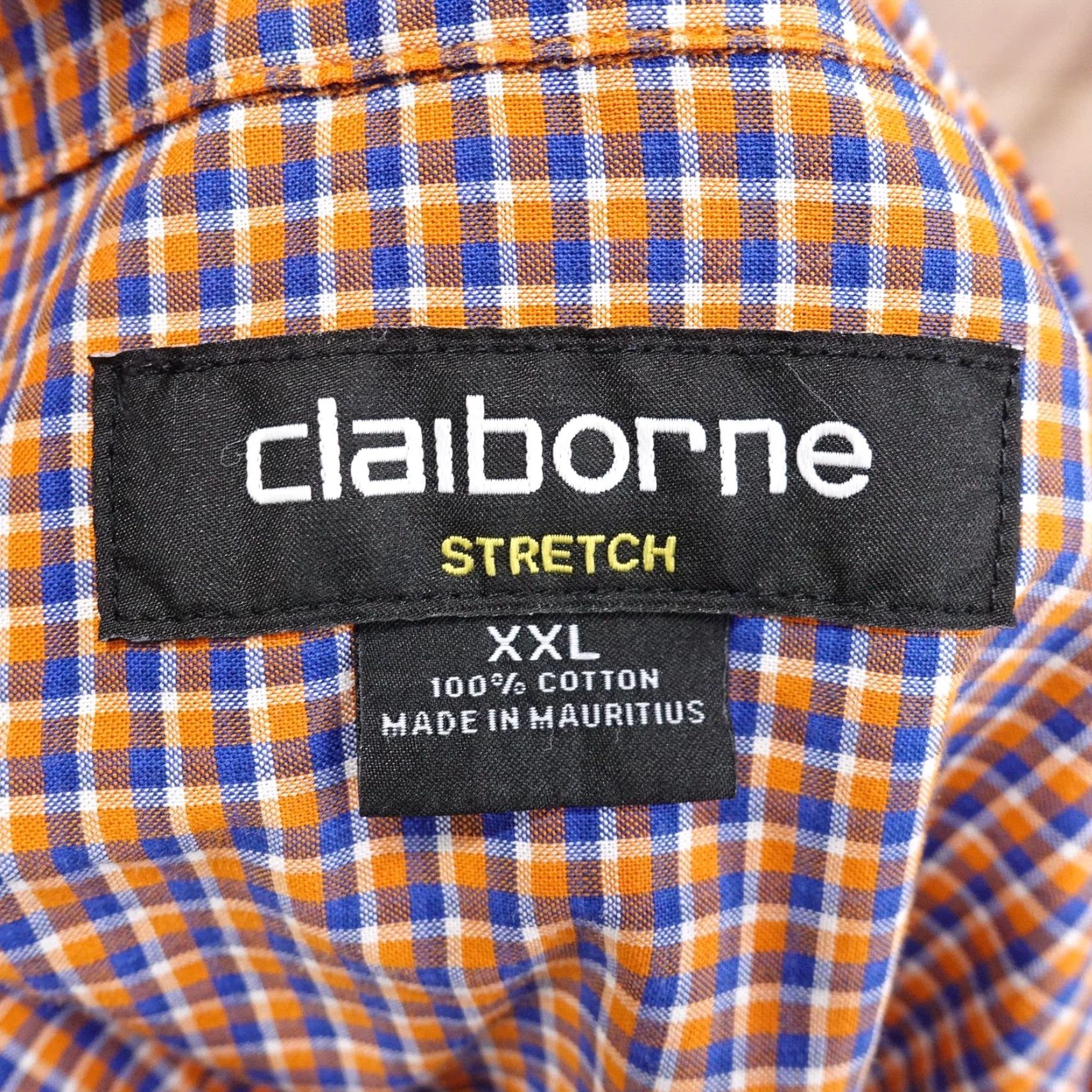 Liz Claiborne VINTAGE Claiborne Shirt Mens 2XL Long Sleeve Casual Cotton Plaid Button-Up Orange Blue Size US XXL / EU 58 / 5 - 6 Thumbnail