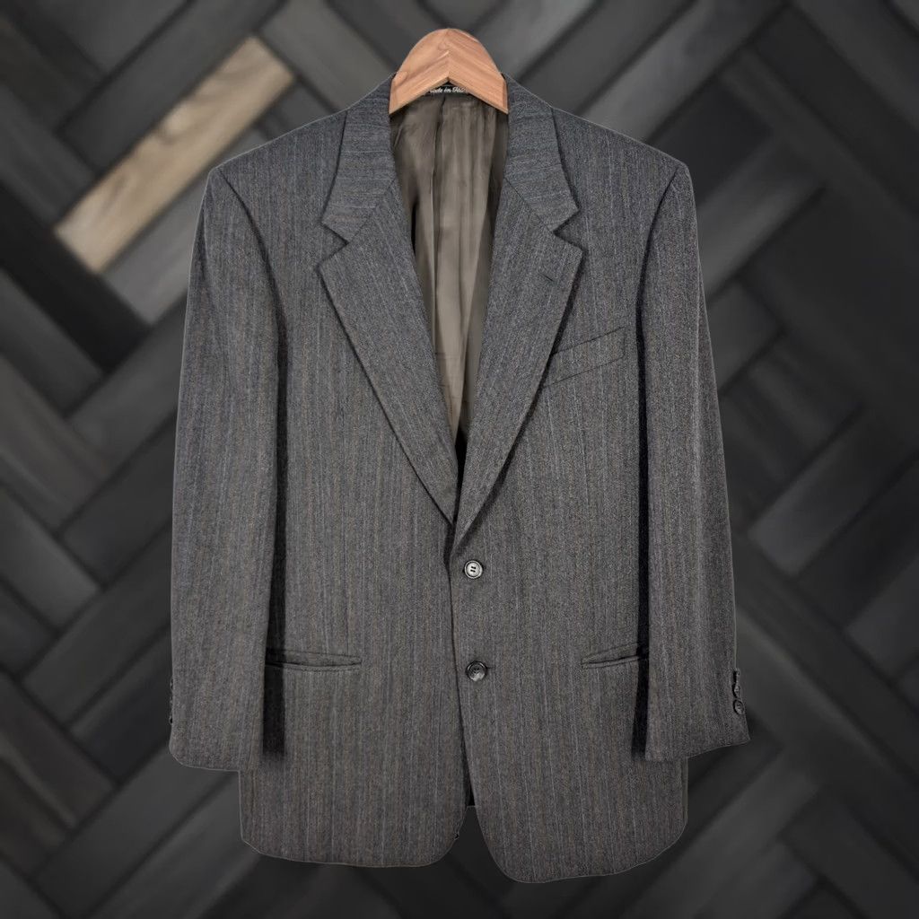 Valentino VINTAGE Valentino Blazer Gray Brown Pinstripe Wool 40" Men Sport Coat Barneys New York Italy Size 40R - 1 Thumbnail