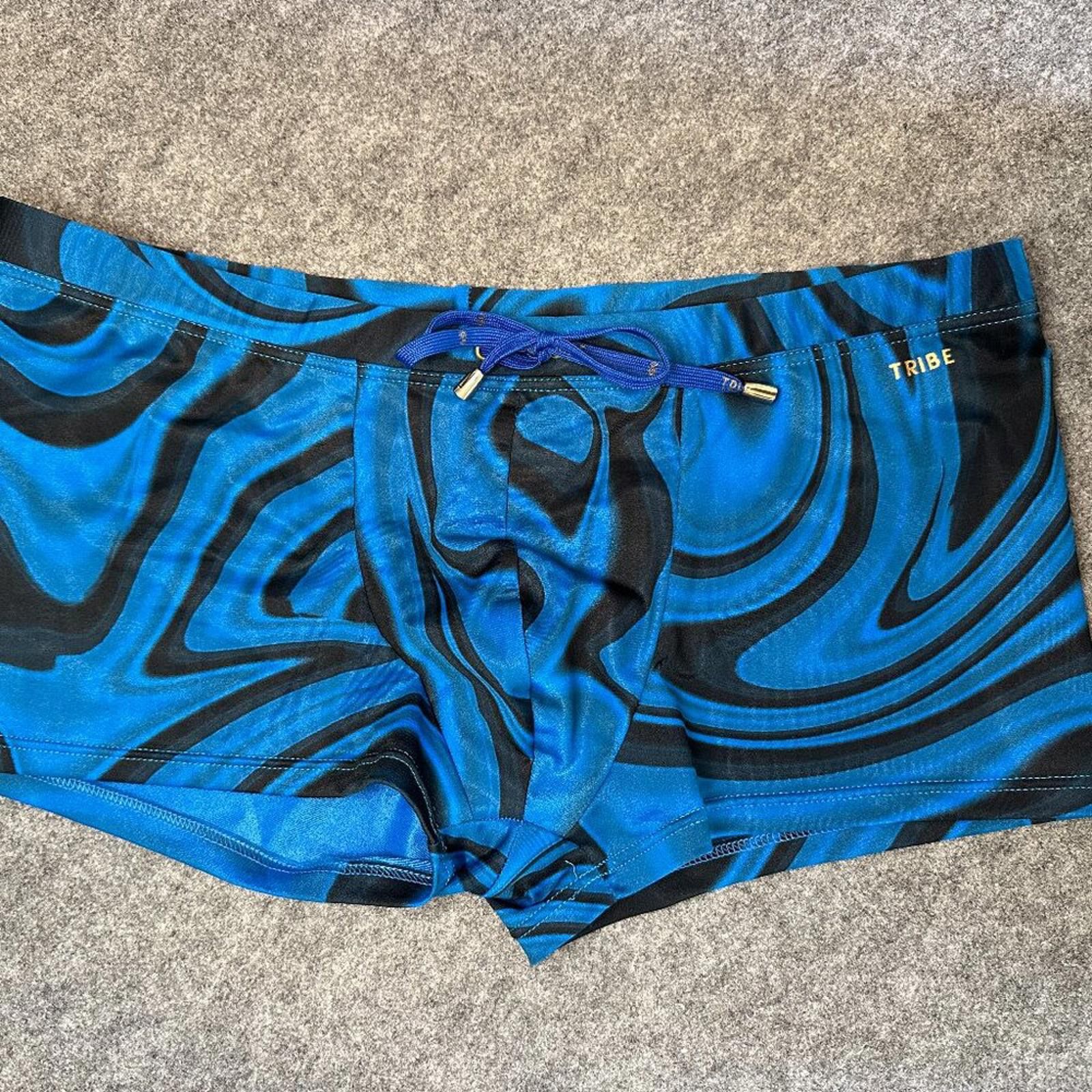 Tribal Streetwear Tribe Men’s Swim Shorts – Size 3XL – Blue Swirl Print Size US 44 / EU 60 - 1 Thumbnail