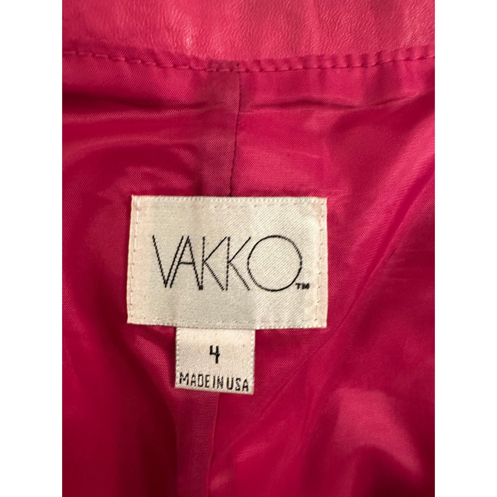 Other VINTAGE 80s VAKKO PINK LEATHER ZIP FRONT MINI SKIRT 4 Size 24" / US 00 / IT 34 - 2 Thumbnail