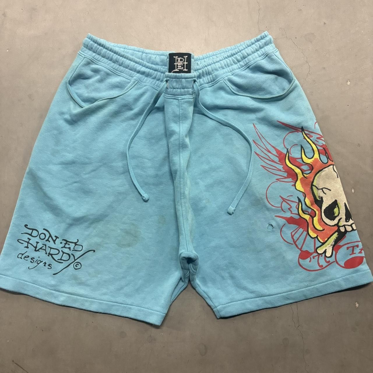 Ed Hardy Crazy Vintage Y2K/2000s Ed Hardy Blue Essential Sweatpants With Holes Shown in photo 3,5,6! Size US 42 / EU 58 - 1 Thumbnail
