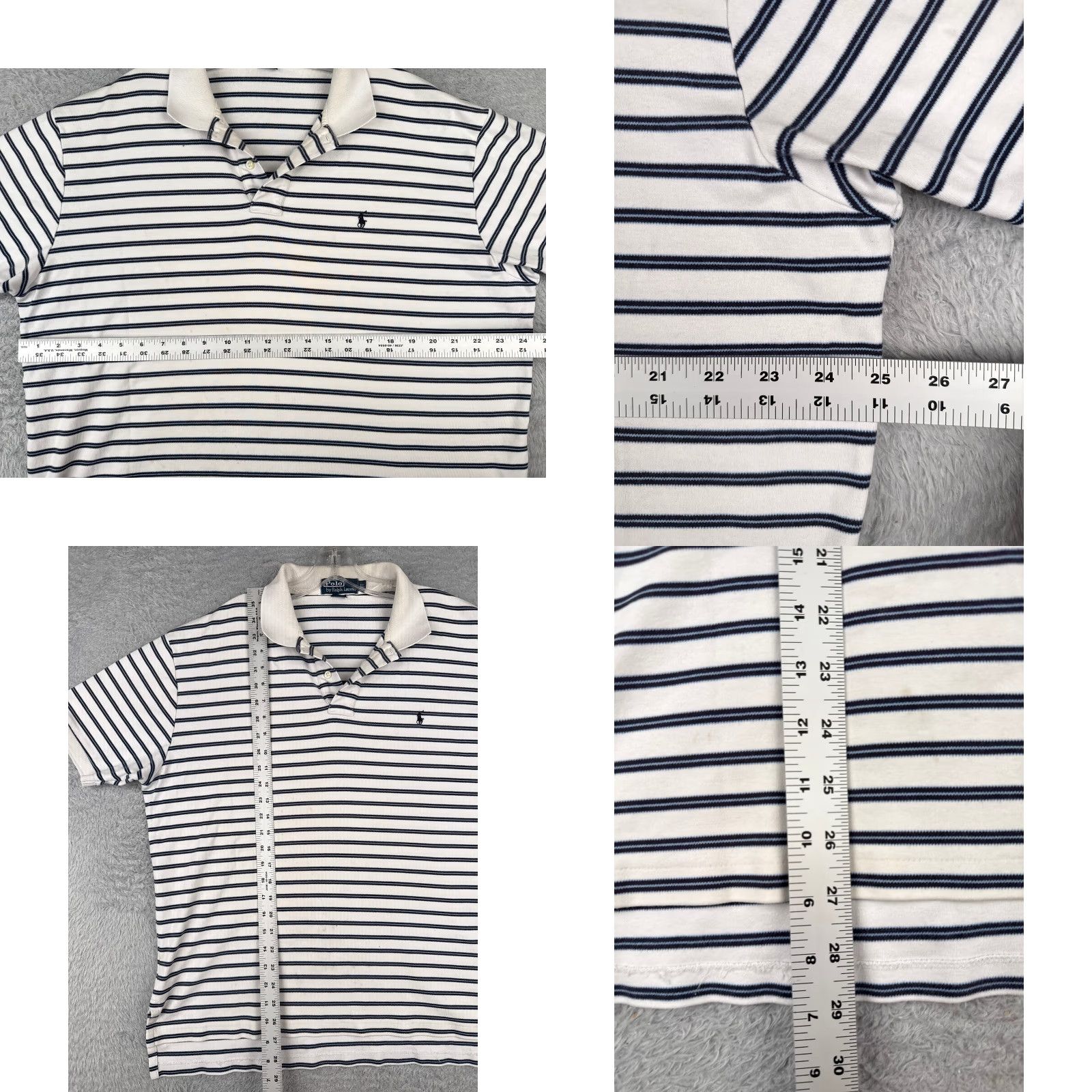 Ralph Lauren VINTAGE Ralph Lauren Polo Shirt Men XL White Blue Stripe Cotton Read Size US XL / EU 56 / 4 - 8 Thumbnail