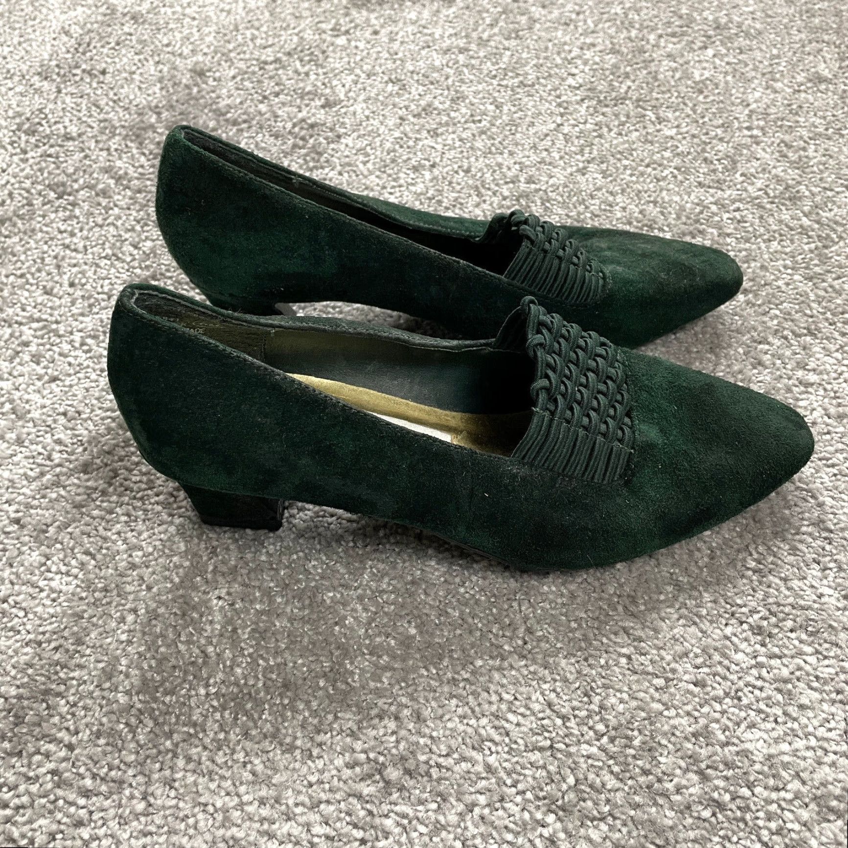 Vintage VINTAGE Mootsies Tootsies Womens Slip On Loafer Shoes Size 6M Green Suede Leather 2" Block Heel Casual Dress Size US 6 / IT 36 - 3 Thumbnail
