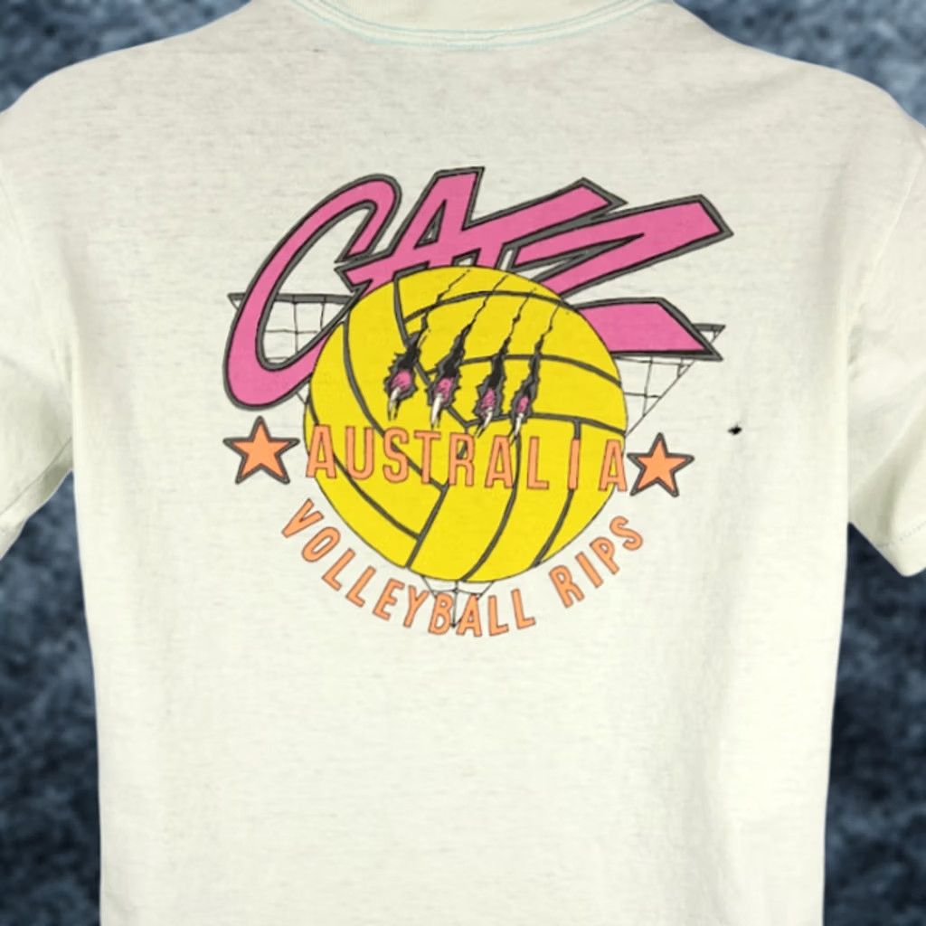 Vintage VINTAGE Catz Volleyball Rips T Shirt Mens Size S White Cotton Blend Crew Neck Short Sleeve 80s Beach Sports Australia Mens Size US S / EU 44-46 / 1 - 1 Thumbnail