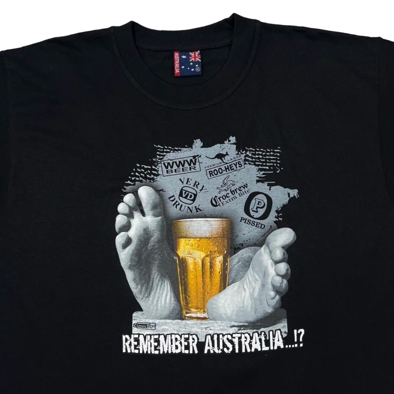 Vintage VINTAGE Early 00’s Remember Australia Beer Novelty Souvenir Graphic Black T-Shirt XL Mens Short Sleeve Cotton Tee Size US XL / EU 56 / 4 - 4 Thumbnail