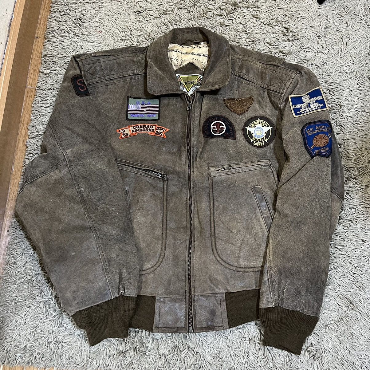 Vintage 1990's Phase 2 U.S Military Genuine Leather Flight Jacket Size US XL / EU 56 / 4 - 19 Thumbnail