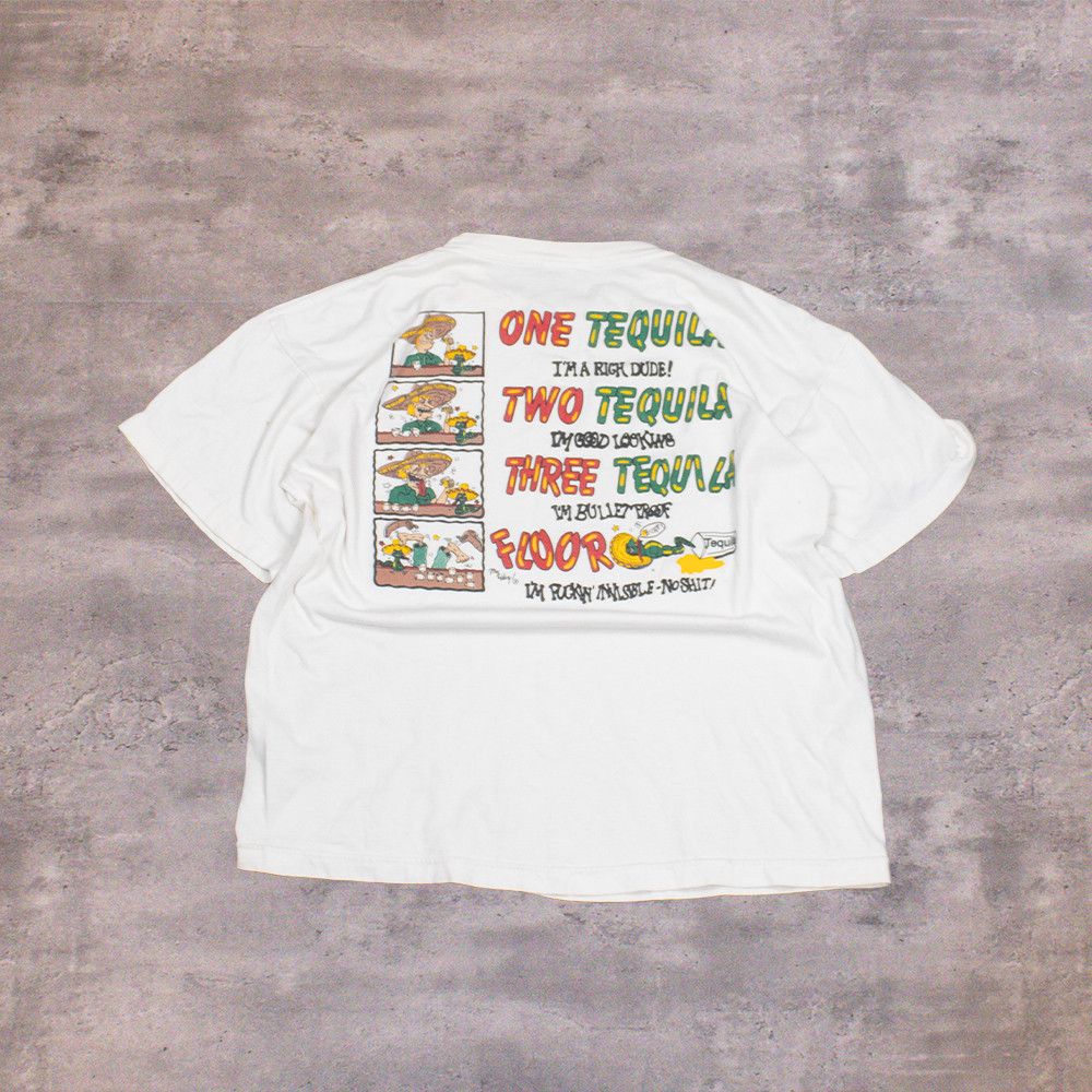 Japanese Brand Y2K 2000's 00's One Tequila Comedy Humor White T-Shirt Size US L / EU 52-54 / 3 - 4 Thumbnail