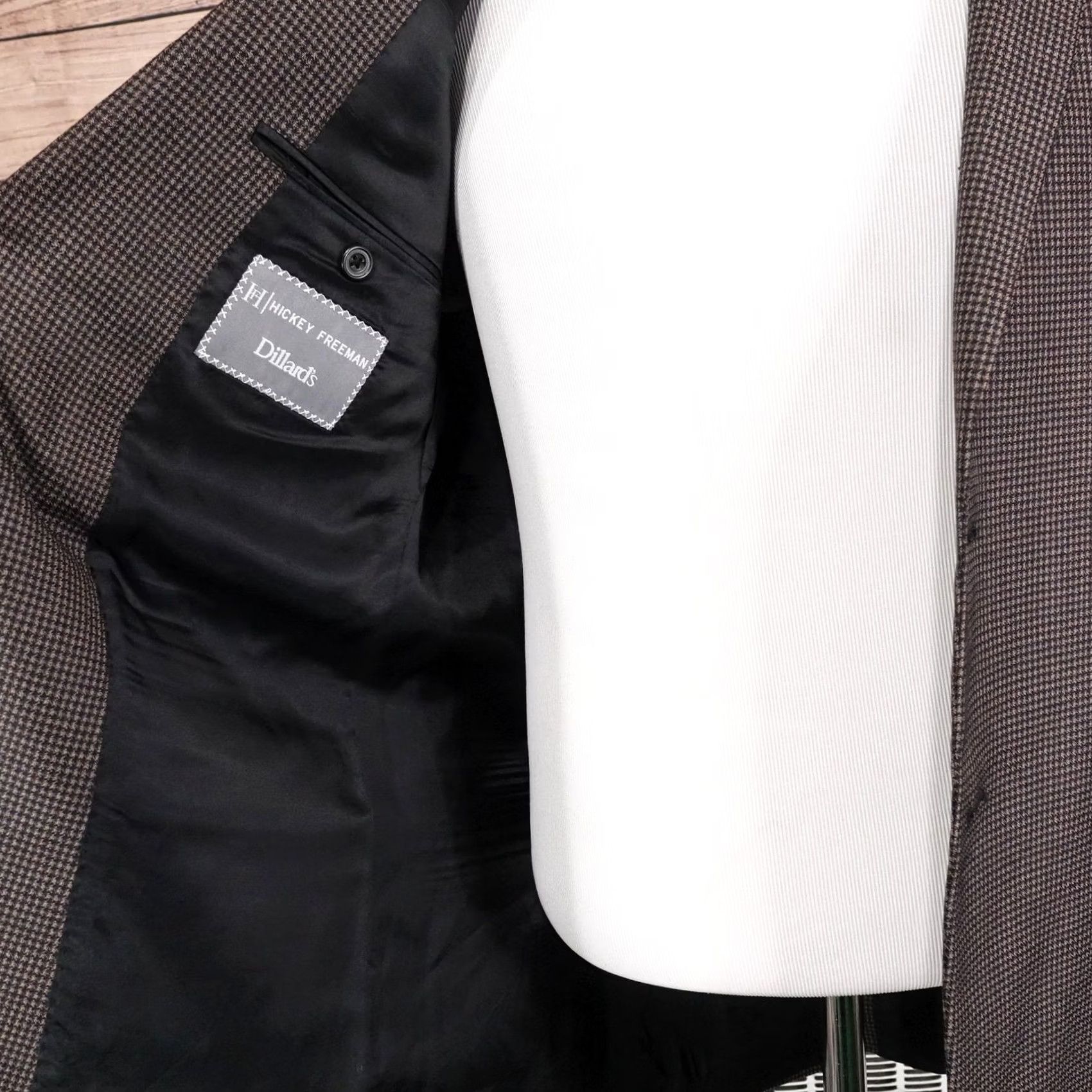 Vintage Hickey Freeman Blazer Mens 42L Brown Silk Wool Sport Coat 2 Button Size 42R - 6 Thumbnail