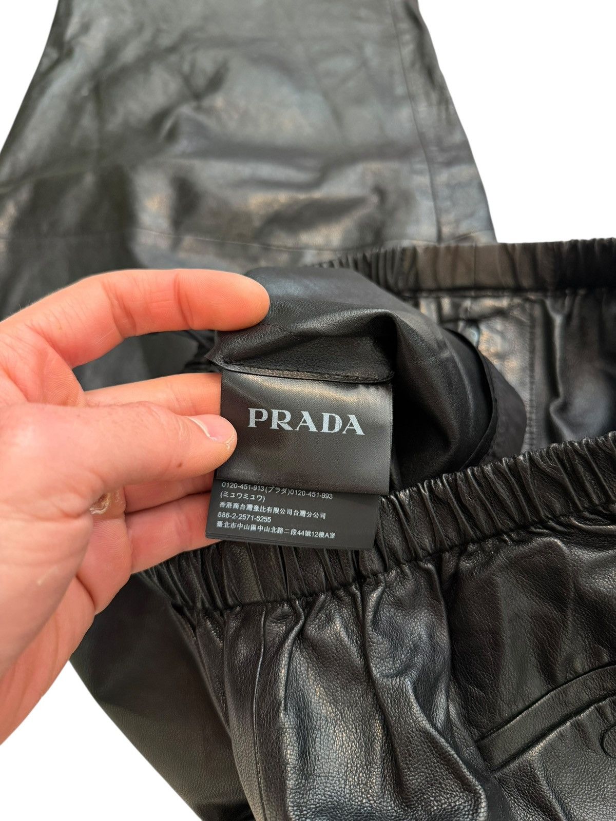 Prada $6000 2022 Triangle Patch Goat Leather Baggy Pants Size US 30 / EU 46 - 10 Thumbnail