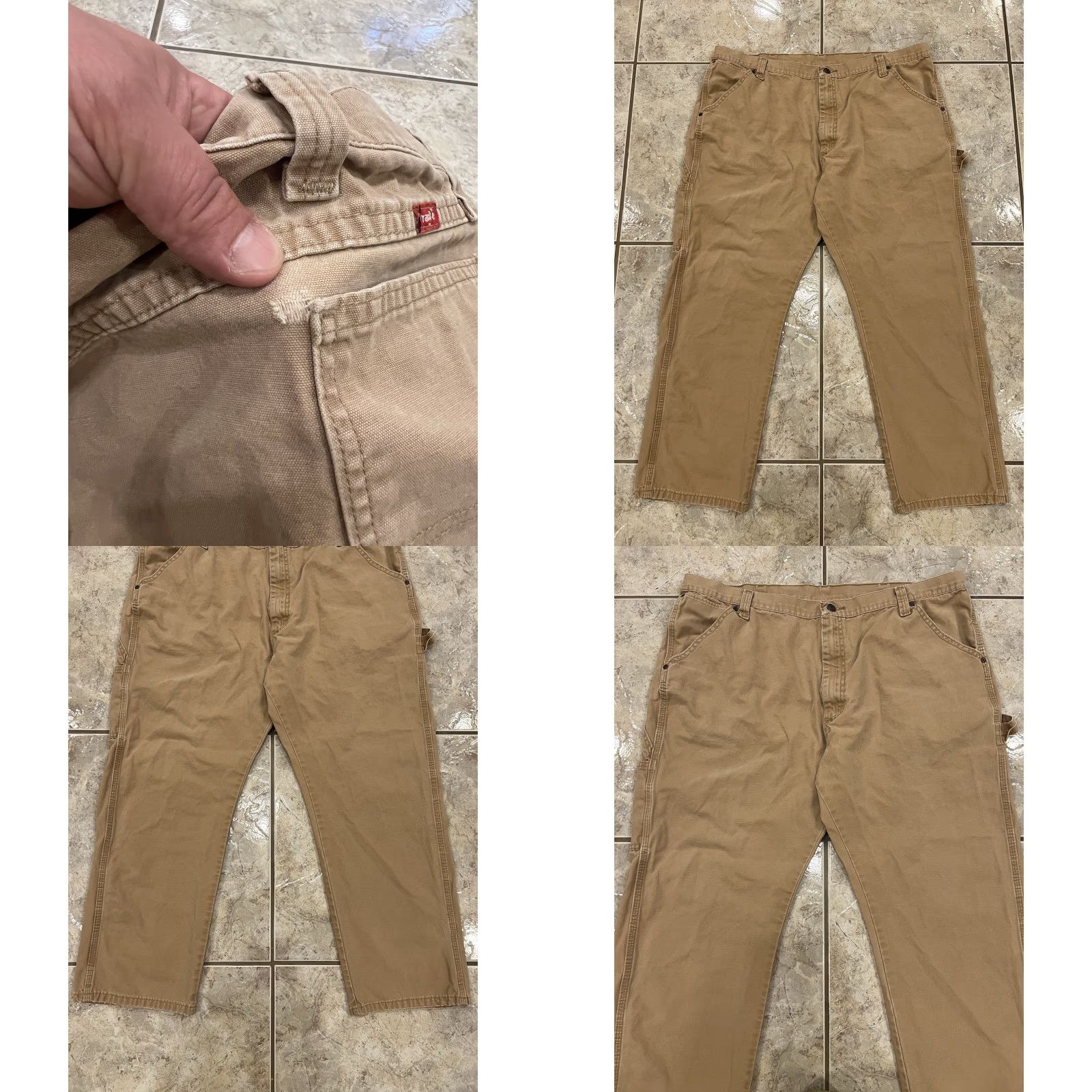Wrangler VINTAGE Wrangler Khaki Tan Carpenter Jeans Mens 42X30 Relaxed 5-Pocket Denim Workwear Utility Pockets Belt Loops 94LSWAO Size US 42 / EU 58 - 8 Thumbnail