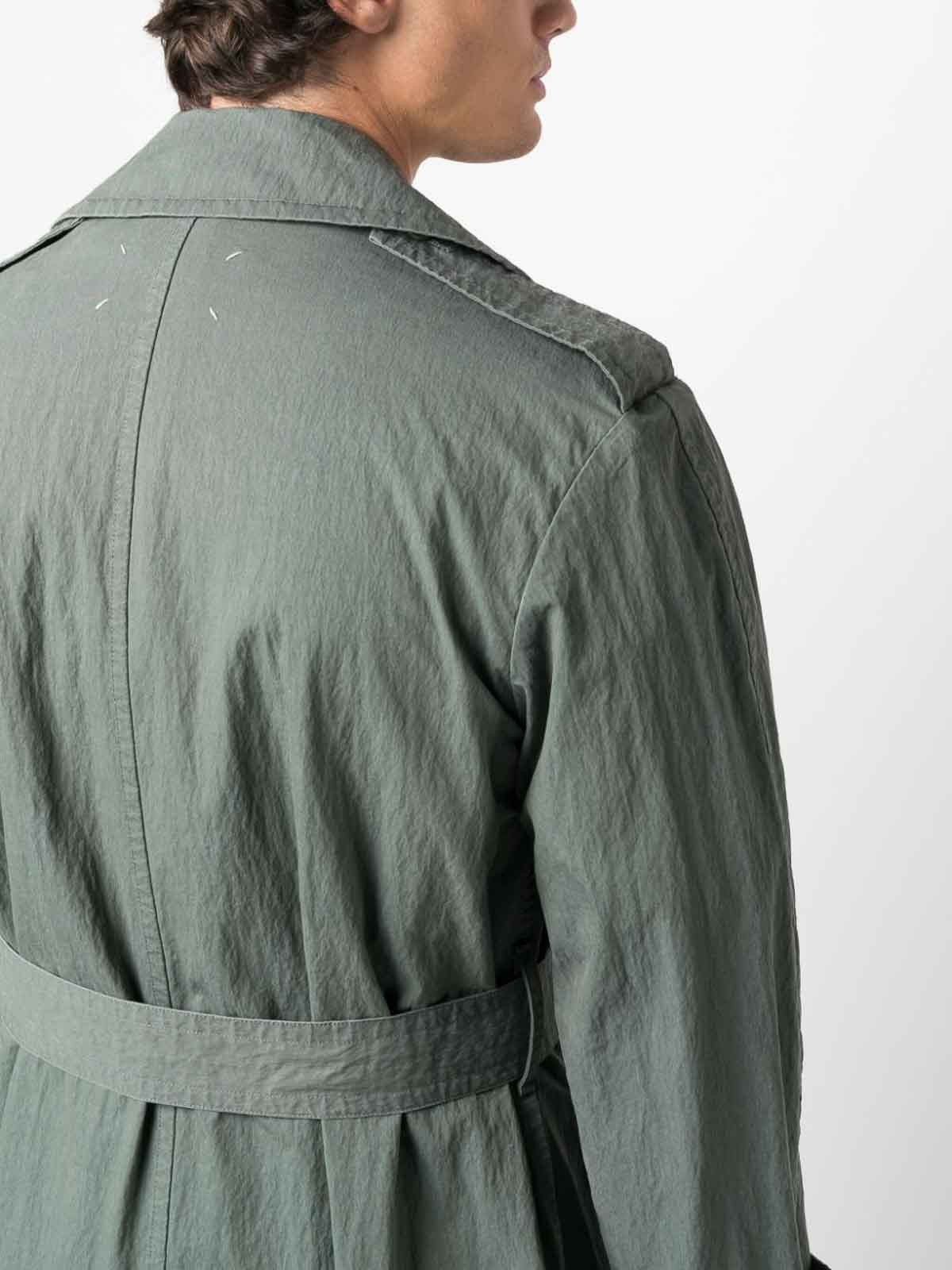 Maison Margiela o1y1124 Double-Breasted Trench Coat in Light Green Size US M / EU 48-50 / 2 - 3 Thumbnail