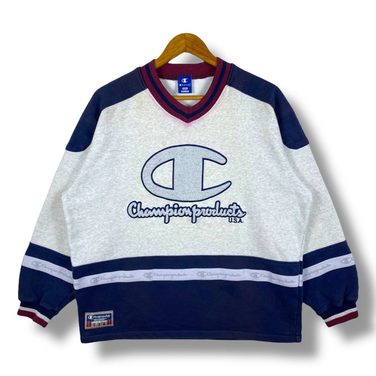 Champion × Vintage Vintage CHAMPION PRODUCTS Usa Big Logo Sweatshirt Pullover Size US M / EU 48-50 / 2 - 1 Thumbnail