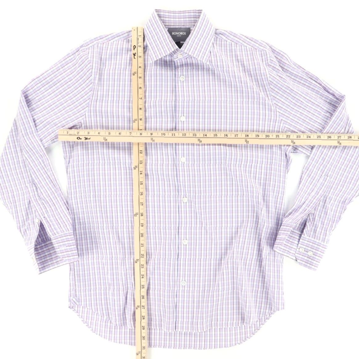 Bonobos Bonobos Shirt Nylon Stretch Cotton Blend Gingham Long Sleeve Button Up Purple Men's L Size US L / EU 52-54 / 3 - 3 Thumbnail