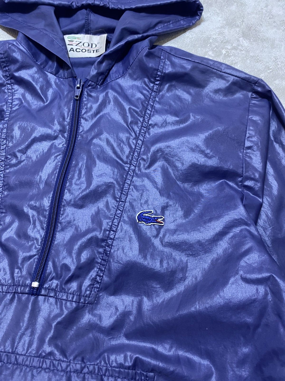 Lacoste Vintage 80s Lacoste Izod Rain Jacket Windbreaker Grey Size US S / EU 44-46 / 1 - 5 Thumbnail