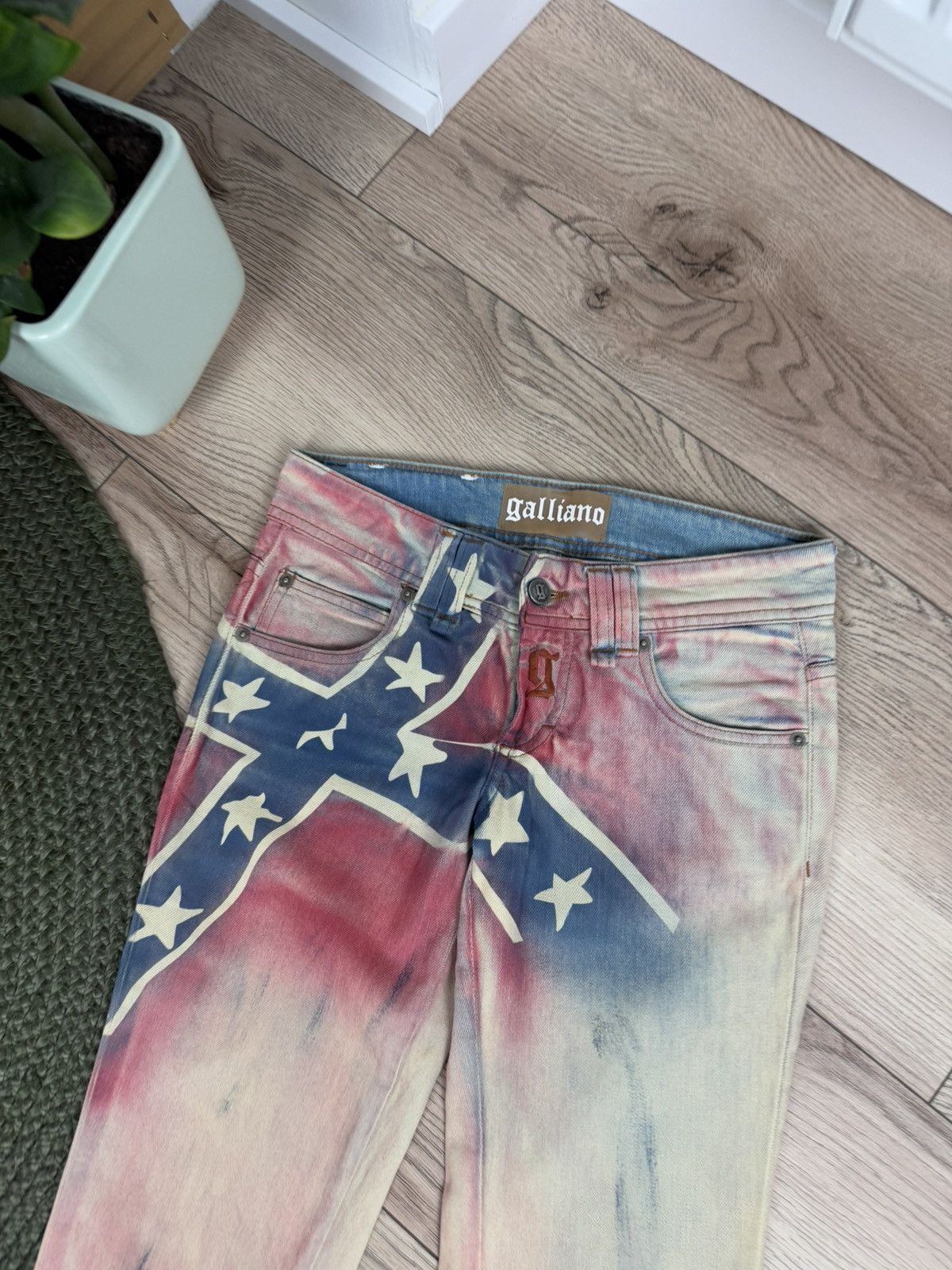 John Galliano Galliano Y2K 00s Flag Jeans Size 26" / US 2 / IT 38 - 4 Thumbnail
